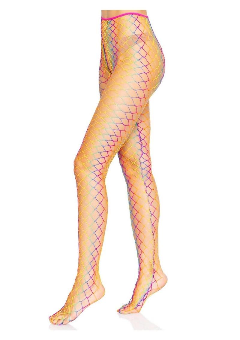 Ombré Rainbow Woven Net Tights -OS