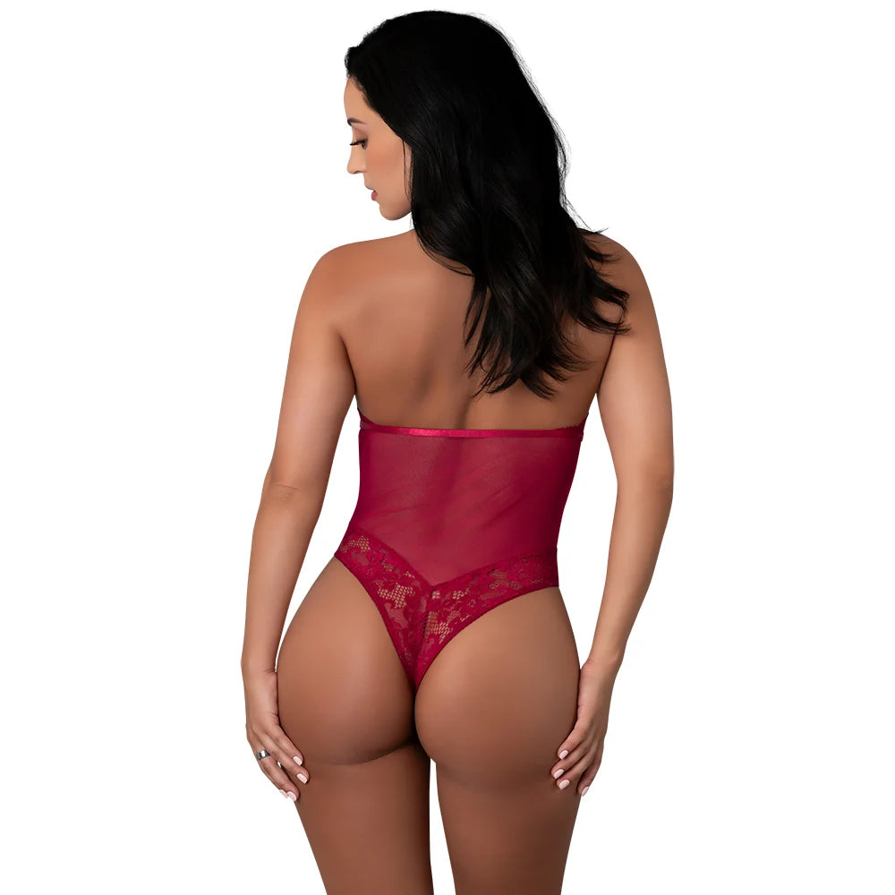 Black Cherry Halter Teddy