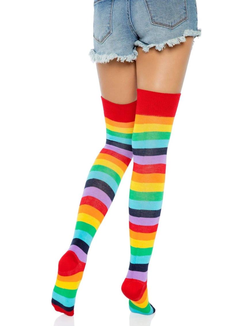 Rainbow Thigh High Socks