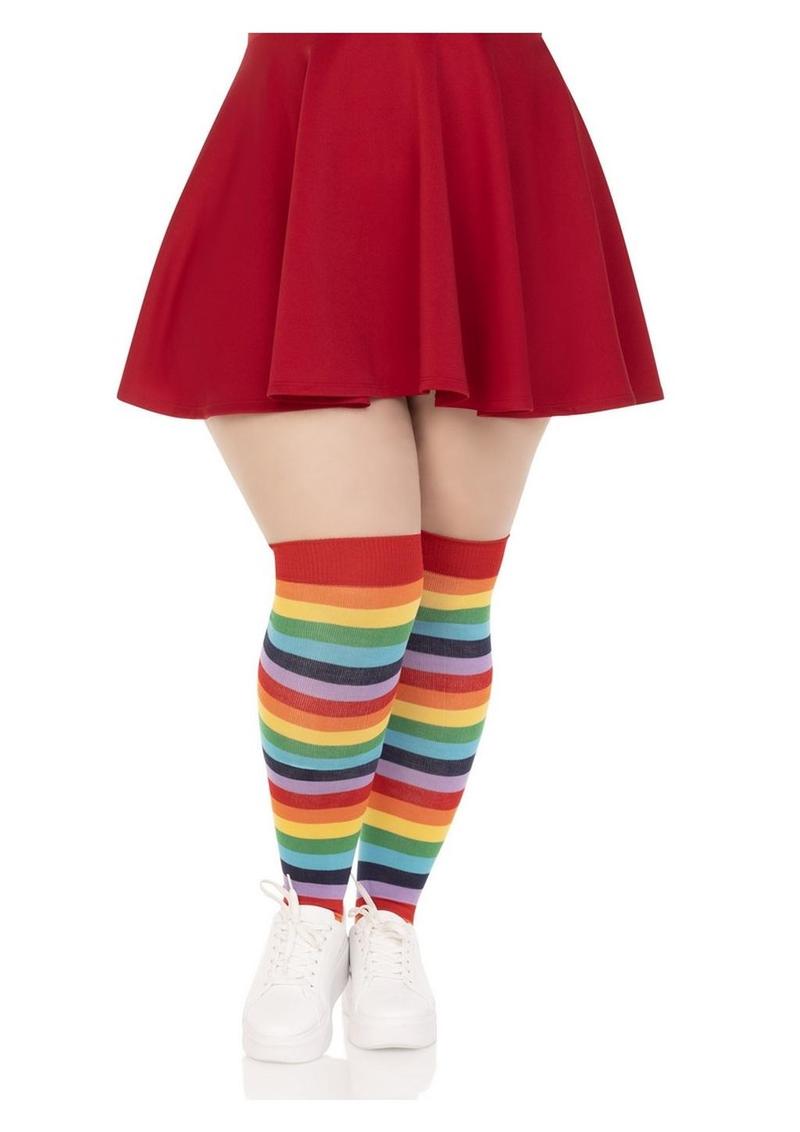 Rainbow Thigh High Socks