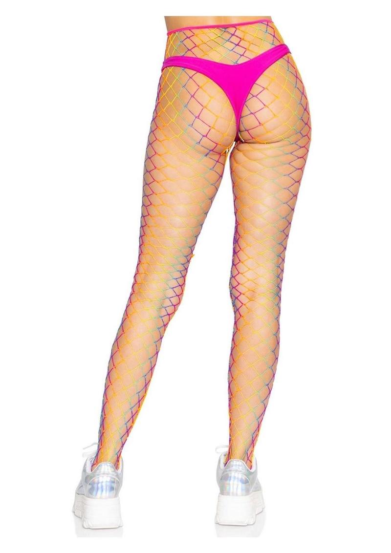 Ombré Rainbow Woven Net Tights -OS